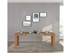 Mesa extensible Chronos, ideal para 4-10 personas, color roble, 120/160/200 x 80 x 75 cm