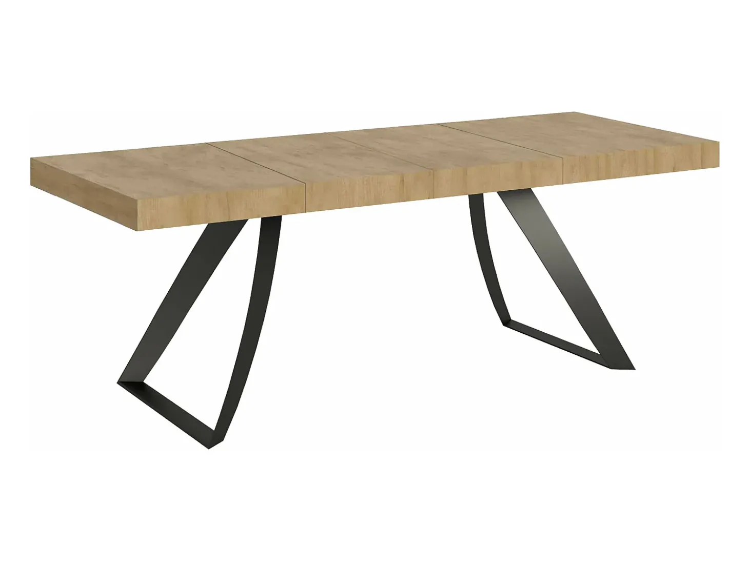 Mesa extensible con patas curvadas de acero antracita Volta-Color Natural-Alargaderas -Ancho extensible