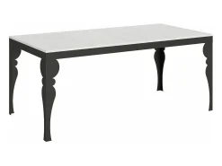 Mesa extensible con patas de acero antracita, estilo oriental Torza evolución-Color Marrón-Soporte 4 pies-Ancho extensible