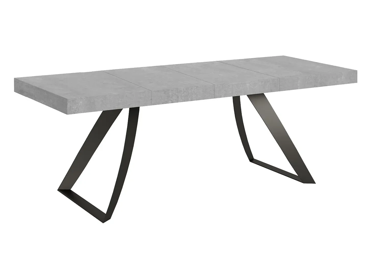 Mesa extensible con patas curvadas de acero antracita Volta-Color Gris cemento-Alargaderas -Ancho extensible