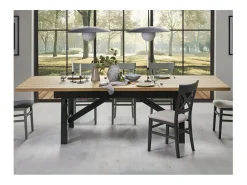 Mesa extensible con tablero de roble y patas de madera maciza 200 - 280 cm DYLAN