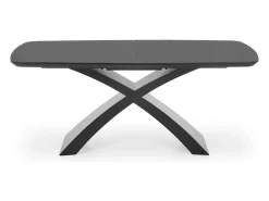 Mesa extensible cristal gris patas acero negro 180/220×89 cm