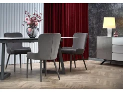 Mesa extensible cristal gris patas acero gris oscuro 160/210×90 cm