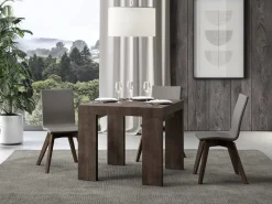 Mesa extensible cuadrada pequeña 90x90/246 cm Ribo-Color Marrón