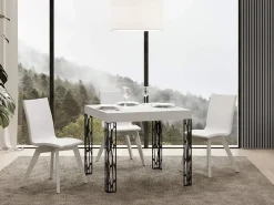 Mesa extensible cuadrada pequeña 90x90/246 cm Kiza-Color Blanco
