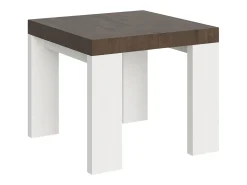 Mesa extensible cuadrada pequeña en madera de nogal y blanco de 90 a 246 cm Ribo