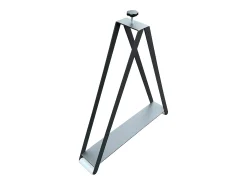 Mesa extensible cuadrada pequeña en madera blanca y roble natural de 90 a 246 cm Naxo-Base y soporte con ruedas