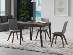 Mesa extensible cuadrada pequeña 90x90/246 cm Konta-Color Marrón