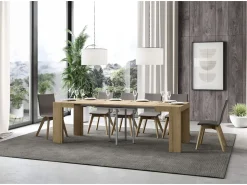 Mesa extensible cuadrada pequeña 90x90/246 cm Ribo-Color Gris cemento