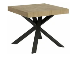 Mesa extensible cuadrada pequeña 90x90/194 cm patas acero antracita Karzy-Color Marrón