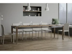 Mesa extensible de 6 a 12 plazas L 160 a 264 cm Madera de nogal Fixano