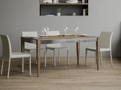 Mesa extensible de 6 a 12 plazas L 160 a 264 cm Madera de nogal Fixano