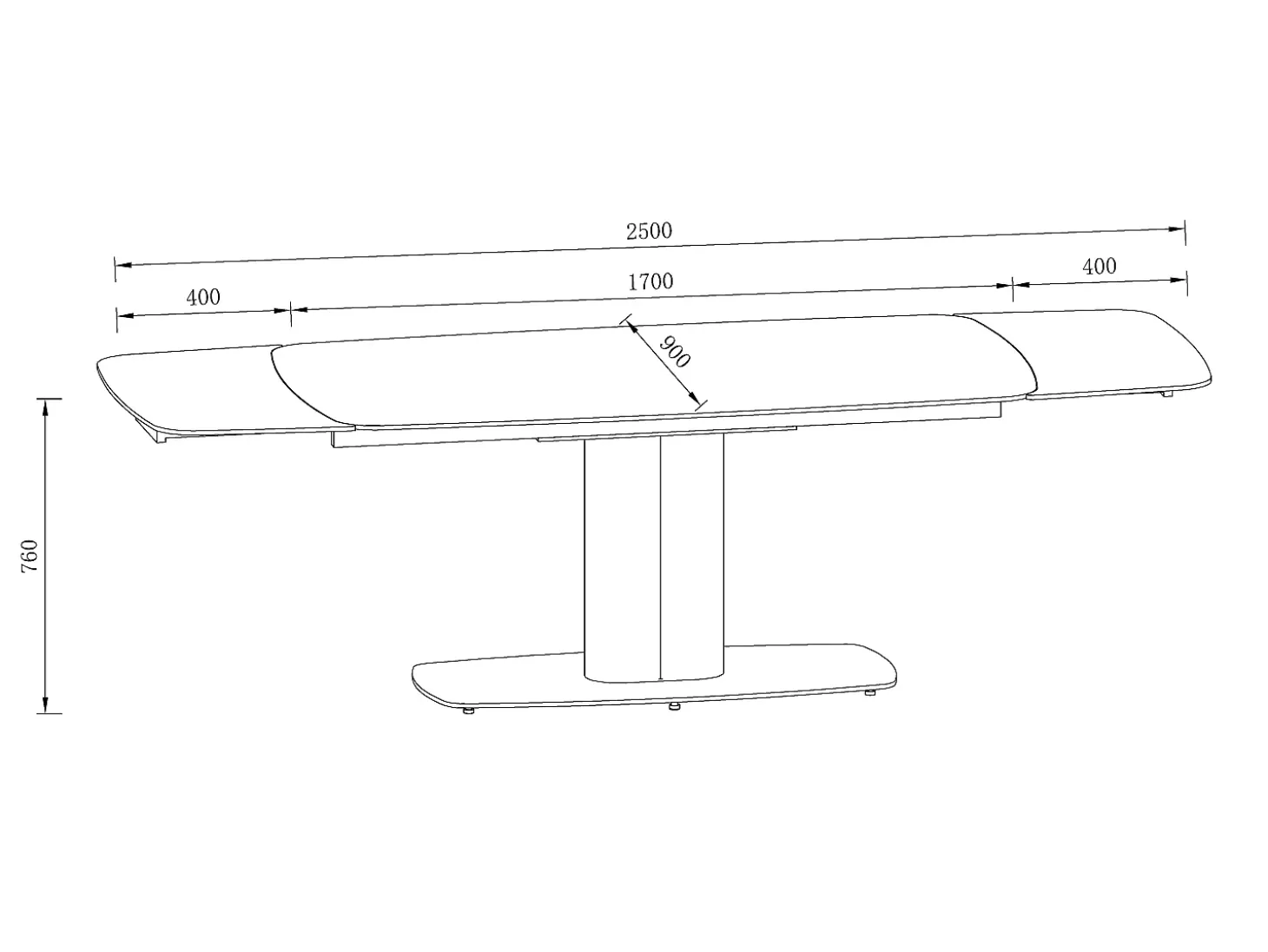 Mesa extensible de cerámica y metal -efecto mármol blanco - CARIOULA de MORABITO