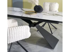 Mesa extensible de cerámica imitación mármol blanco 180 - 230 cm Micka