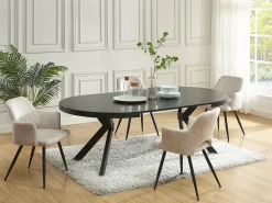 Mesa extensible de comedor 4 a 8 comensales de MDF y acero - Color: negro - KOMONI