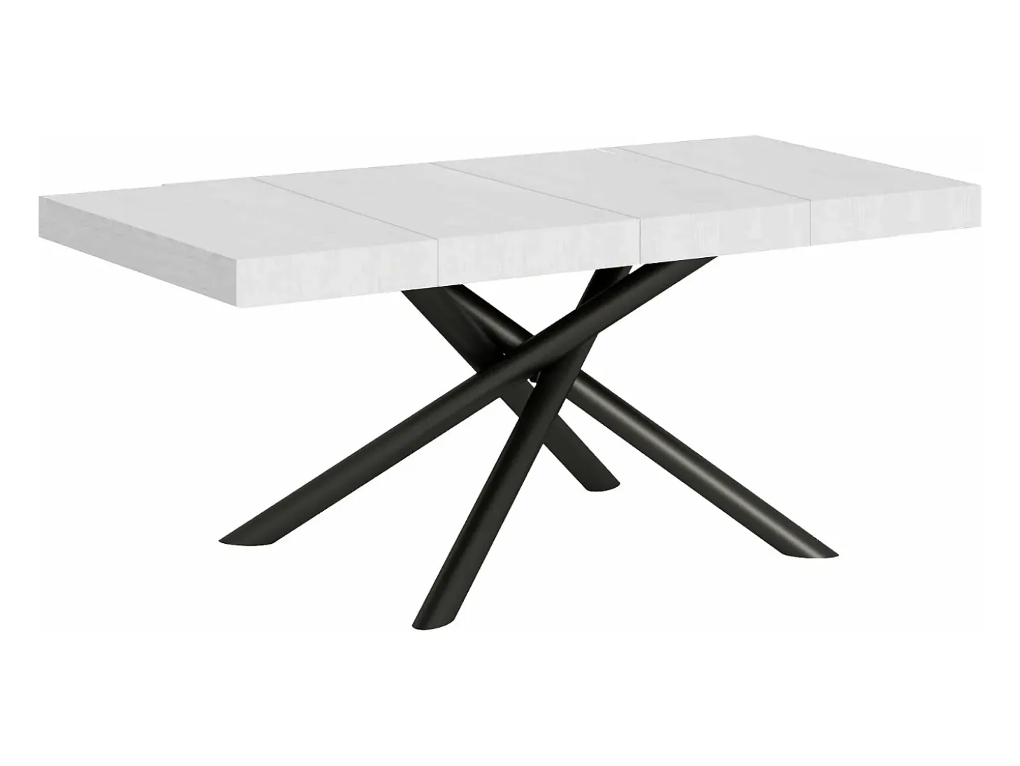 Mesa extensible de diseño con patas redondeadas entrelazadas antracita Zeus-Color Blanco-Alargaderas -Ancho extensible