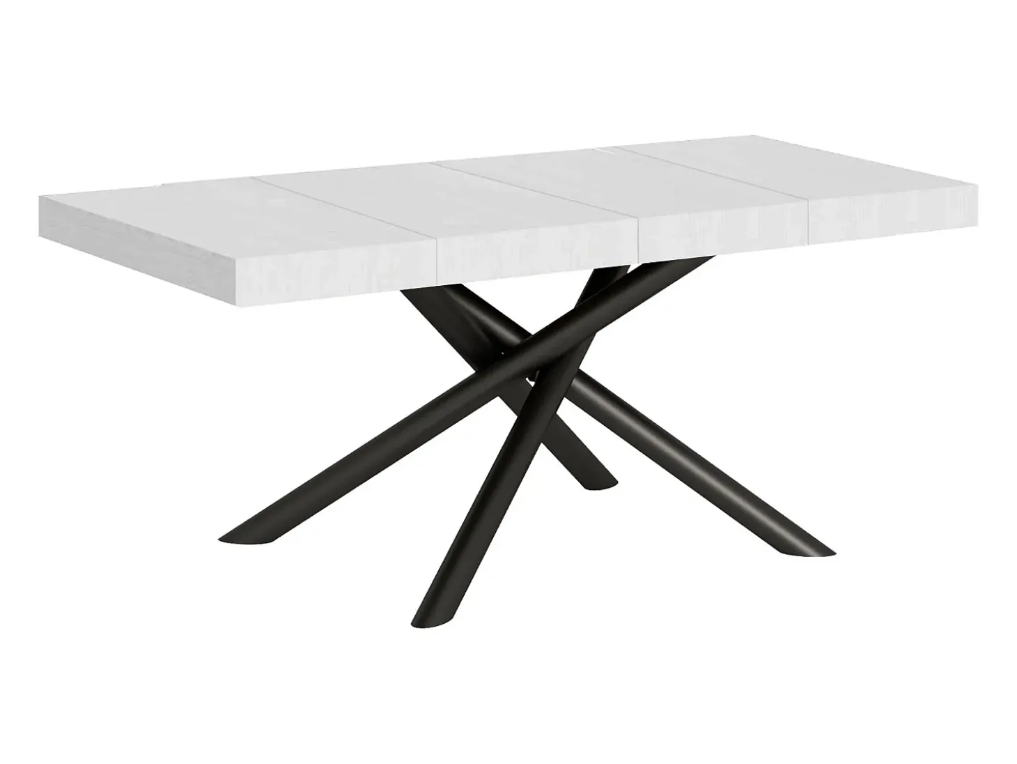 Mesa extensible de diseño con patas redondeadas entrelazadas antracita Zeus-Color Blanco-Alargaderas -Ancho extensible