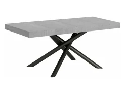 Mesa extensible de diseño con patas redondeadas entrelazadas antracita Zeus-Color Gris cemento-Alargaderas -Ancho extensible