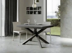 Mesa extensible de diseño con patas entrelazadas antracita Klass-Color Gris cemento-Ancho extensible