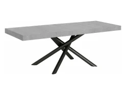 Mesa extensible de diseño con patas redondeadas entrelazadas antracita Zeus-Color Gris cemento-Alargaderas -Ancho extensible