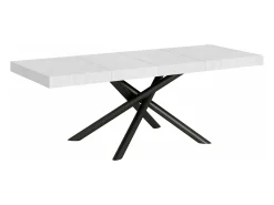 Mesa extensible de diseño con patas redondeadas entrelazadas antracita Zeus-Color Blanco-Alargaderas -Ancho extensible