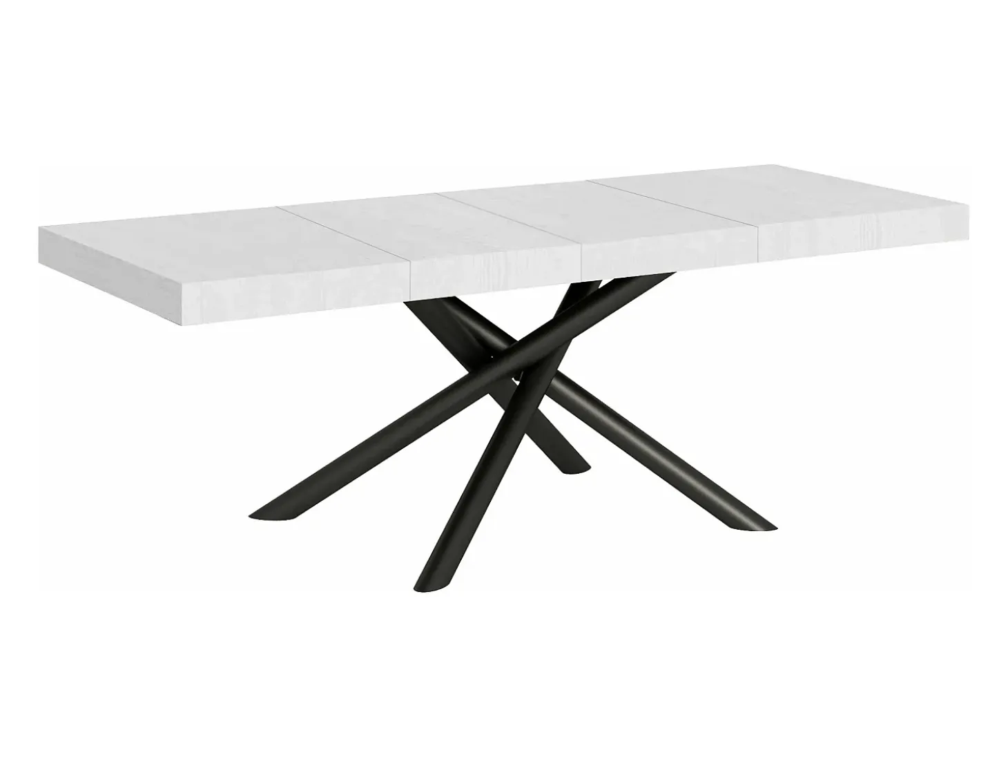 Mesa extensible de diseño con patas redondeadas entrelazadas antracita Zeus-Color Blanco-Alargaderas -Ancho extensible