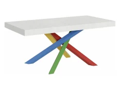 Mesa extensible de diseño con patas entrelazadas multicolor Artemis-Color Blanco-Ancho extensible