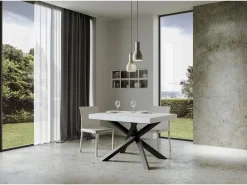 Mesa extensible de diseño con patas entrelazadas antracita Artemis-Color Blanco-Alargaderas -Ancho extensible