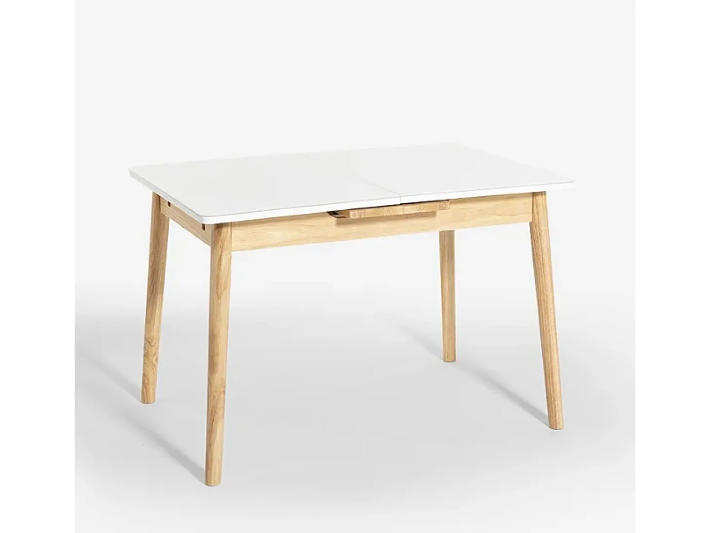 Mesa extensible de madera 115-145x80cm cocina cristal blanco negro Pixam - Blanco