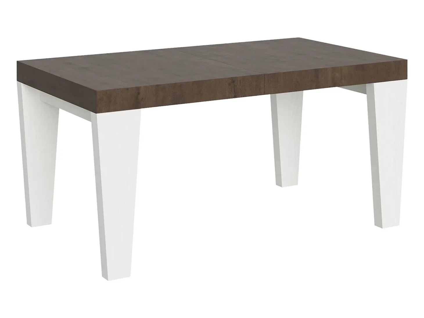 Mesa extensible de madera de nogal y patas de madera blanca de 6 a 20 plazas Kristo de 160 a 420 cm-Soporte 2 pies