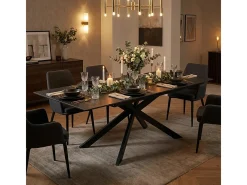 Mesa extensible efecto mármol 160-240x90cm comedor y cocina diseño moderno Quito - Negro