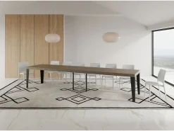 Mesa extensible Flame Premium 120/380x90 cm en gris tórtola con patas antracita