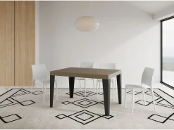 Mesa extensible Flame Premium 120/380x90 cm en gris tórtola con patas antracita