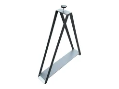 Mesa extensible gris hormigón y patas de madera blanca de 6 a 20 plazas Kristo de 180 a 440 cm-Base y soporte con ruedas