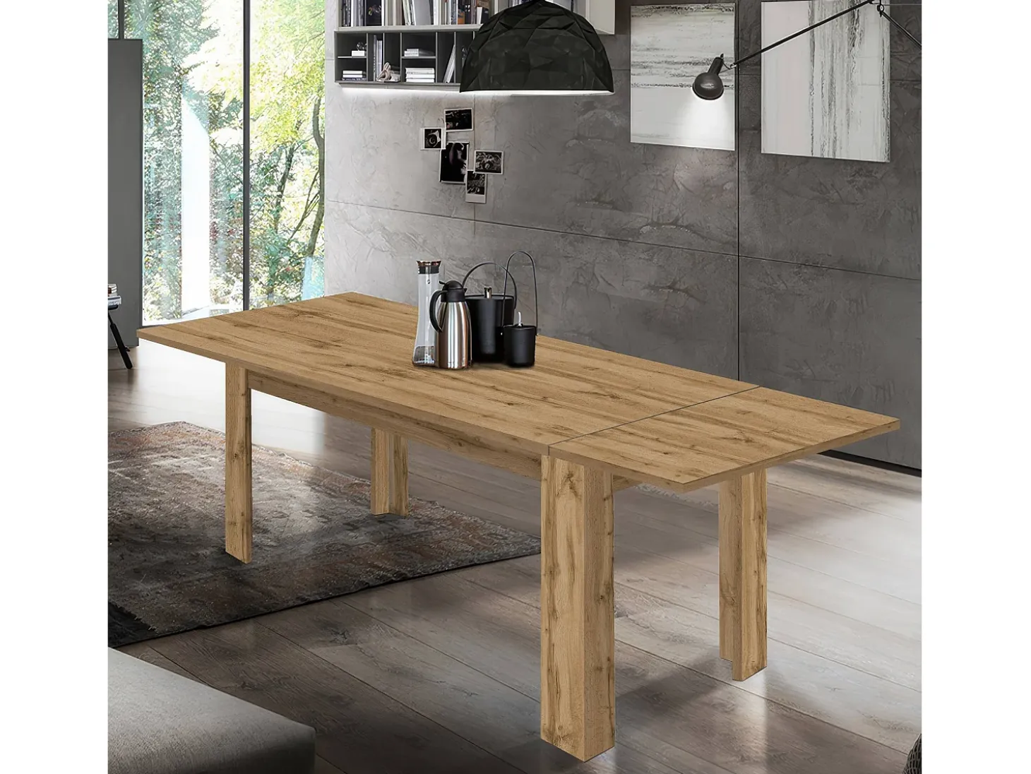 Mesa extensible Jesi ideal para 6-8 personas, color roble 140/190 x 90 x 75 cm