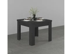 Mesa extensible Jesi ideal para 6-8 personas, color antracita mate, 90/180 x 90 x 75 cm
