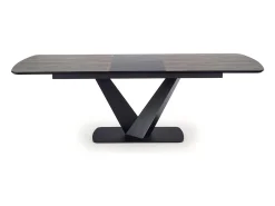 Mesa extensible MDF lacada gris patas acero negro 180/230×95 cm