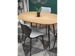 Mesa extensible MDF laminada roble patas acero 120/160×80 cm