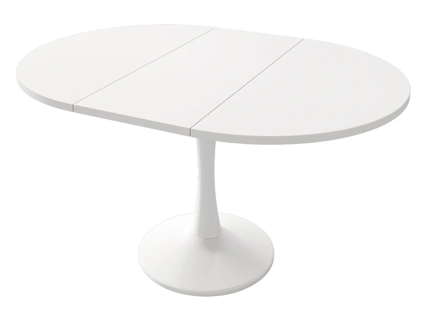 Mesa extensible, mesa ovalada, mesa de centro, MDF, blanca, (100/140 x 100 x 75 cm)