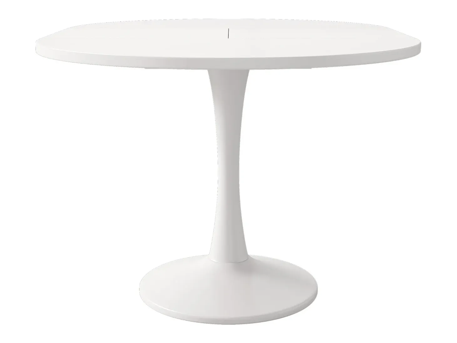 Mesa extensible, mesa ovalada, mesa de centro, MDF, blanca, (100/140 x 100 x 75 cm)