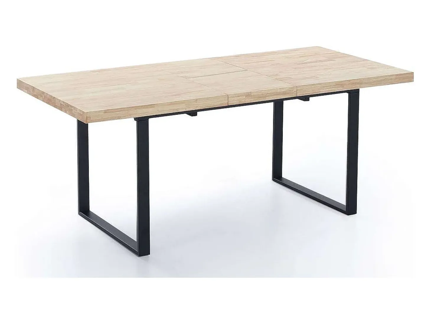 Mesa extensible Natural de estilo Industrial Roble nordish/negro 76 cm(alto)140-180 cm(anc