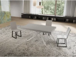 Mesa extensible Niket cachemir 160/264x90 cm con patas blancas