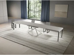 Mesa extensible Niket cachemir 200/460x90 cm con patas blancas
