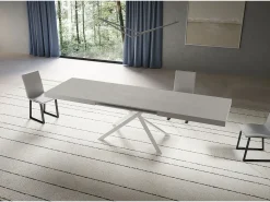 Mesa extensible Niket cachemir 180/284x90 cm con patas blancas