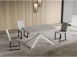 Mesa extensible Niket cachemir 120/224x90 cm con patas blancas