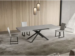 Mesa extensible Niket Cashmere 140/224x80 cm con patas antracita