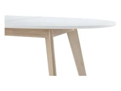 Mesa extensible oval blanca y madera clara L150-200 LEENA