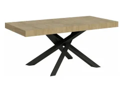 Mesa extensible para 4 a 18 personas en madera oscura y antracita patas entrelazadas L 130 a 390 cm Artemis