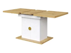 Mesa extensible para el comedor, la cocina y el salón, 110 (140) x 70 x 76 cm, chapa de madera con relieve, blanco