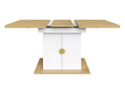 Mesa extensible para el comedor, la cocina y el salón, 110 (140) x 70 x 76 cm, chapa de madera con relieve, blanco